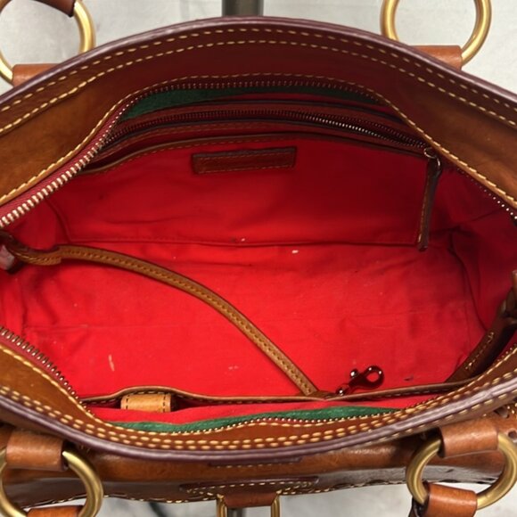 (SOLD) DOONEY & BOURKE VINTAGE STYLE BROWN LEATHER HANDBAG Multi Handle Options - Picture 10 of 10